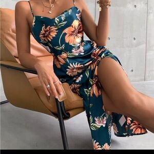 Multicolored Maxi Slip Dress with Slit